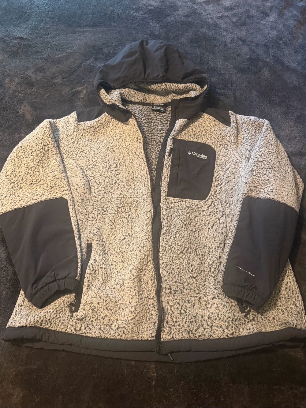 Columbia Women's Hooded Sherpa Jacket in Beige and Black
